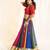 Multi Bandhani Georgette Lampi Set - Red