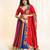 Multi Bandhani Georgette Lampi Set - Red