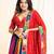 Multi Bandhani Georgette Lampi Set - Red