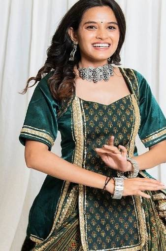 Shades Of Ajrakh - Mashru Handblock EL Outfit - Green