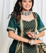 Shades Of Ajrakh - Mashru Handblock EL Outfit - Green