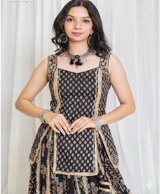 Shades Of Ajrakh - Mashru Handblock SL Outfit - Black 3