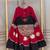 MAROON  & BLACK lotus Flower Gota & Mirror Lace Work Roman Flared Lehenga With Kutchi Gamthi Blouse Set
