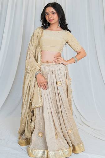 Shades Of Lampi - Crush Silk Sona Lampi Outfit - Beige