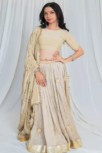 Shades Of Lampi - Crush Silk Sona Lampi Outfit - Beige