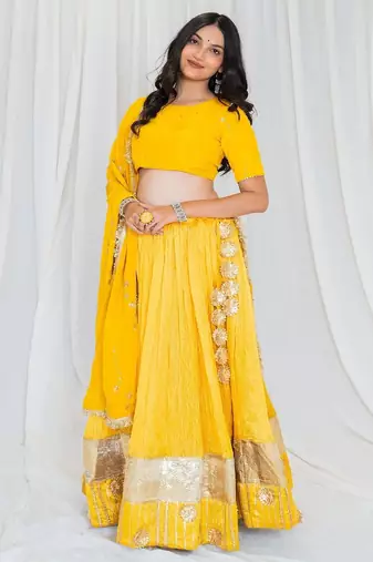 Shades Of Lampi - Crush Silk Sona Lampi Outfit - Yellow