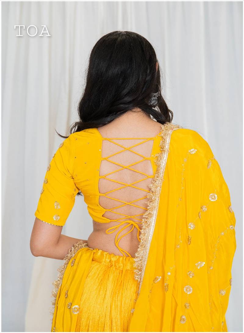 Shades Of Lampi - Crush Silk Sona Lampi Outfit - Yellow