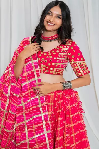 Shades Of Lampi - Gharchola Bandhani Lampi Outfit - Pink