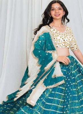 Shades Of Lampi - Gharchola Bandhani Lampi Outfit - Rama 1