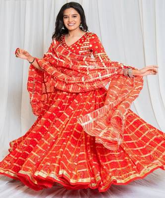 Shades Of Lampi - Gharchola Bandhani Lampi Outfit - Red 1