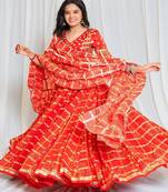 Shades Of Lampi - Gharchola Bandhani Lampi Outfit - Red