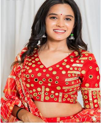 Shades Of Lampi - Gharchola Bandhani Lampi Outfit - Red 3