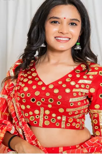 Shades Of Lampi - Gharchola Bandhani Lampi Outfit - Red