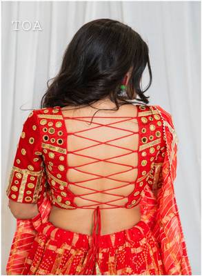 Shades Of Lampi - Gharchola Bandhani Lampi Outfit - Red 4