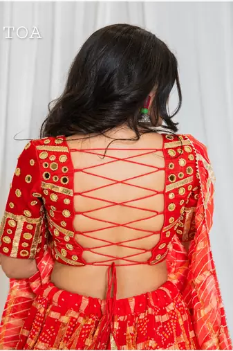 Shades Of Lampi - Gharchola Bandhani Lampi Outfit - Red