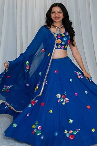 Shades Of Mirror - Random Multi Mirror Work Outfit - Blue
