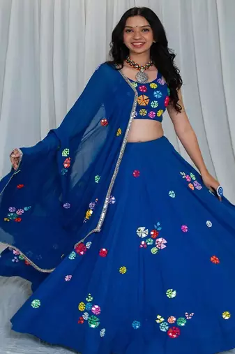 Shades Of Mirror - Random Multi Mirror Work Outfit - Blue