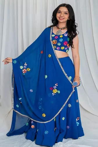 Shades Of Mirror - Random Multi Mirror Work Outfit - Blue