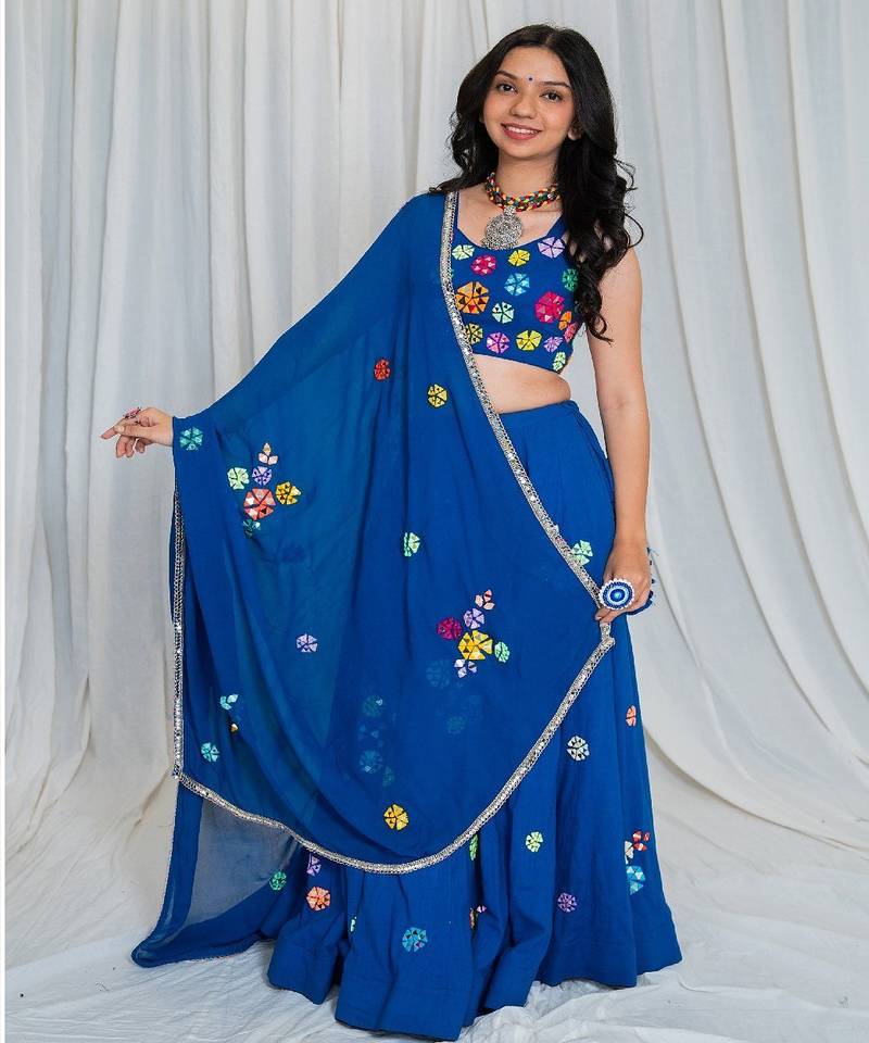 Shades Of Mirror - Random Multi Mirror Work Outfit - Blue