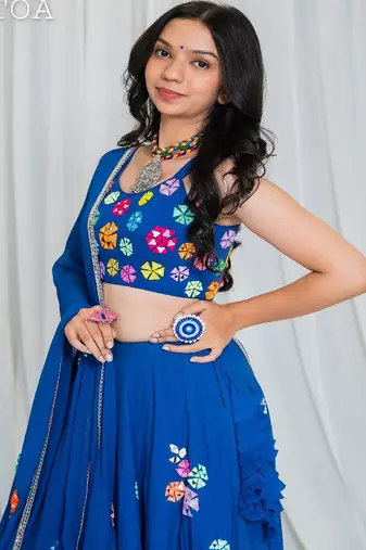 Shades Of Mirror - Random Multi Mirror Work Outfit - Blue