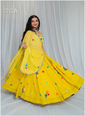 Shades Of Mirror - Random Multi Mirror Work Outfit - Lime Yellow 1