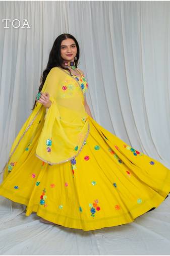 Shades Of Mirror - Random Multi Mirror Work Outfit - Lime Yellow