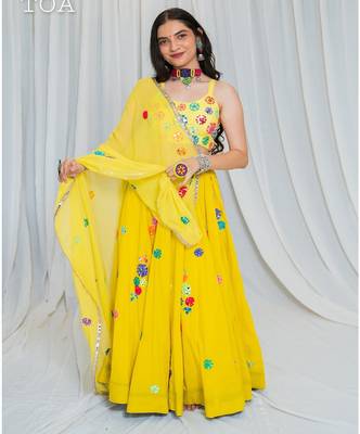 Shades Of Mirror - Random Multi Mirror Work Outfit - Lime Yellow 2