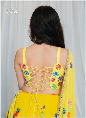Shades Of Mirror - Random Multi Mirror Work Outfit - Lime Yellow 4