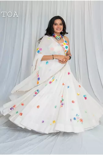 Shades Of Mirror - Random Multi Mirror Work Outfit - Off White