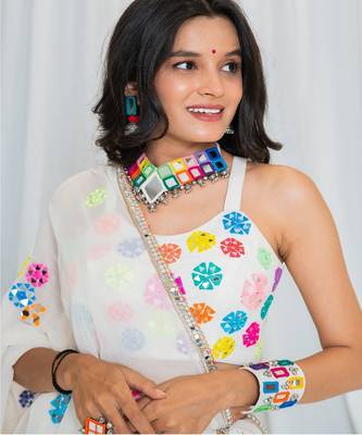 Shades Of Mirror - Random Multi Mirror Work Outfit - Off White 3