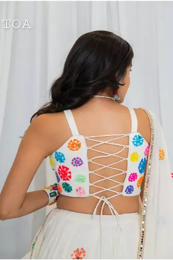 Shades Of Mirror - Random Multi Mirror Work Outfit - Off White