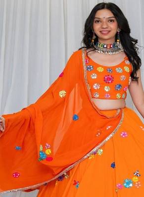 Shades Of Mirror - Random Multi Mirror Work Outfit - Orange 1