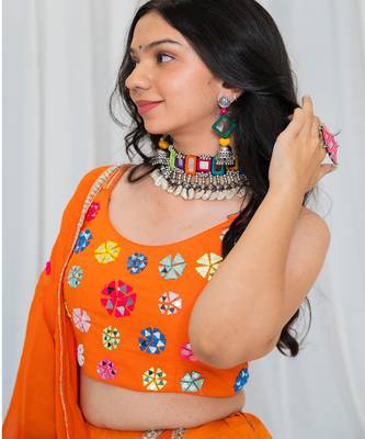 Shades Of Mirror - Random Multi Mirror Work Outfit - Orange 3