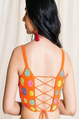 Shades Of Mirror - Random Multi Mirror Work Outfit - Orange