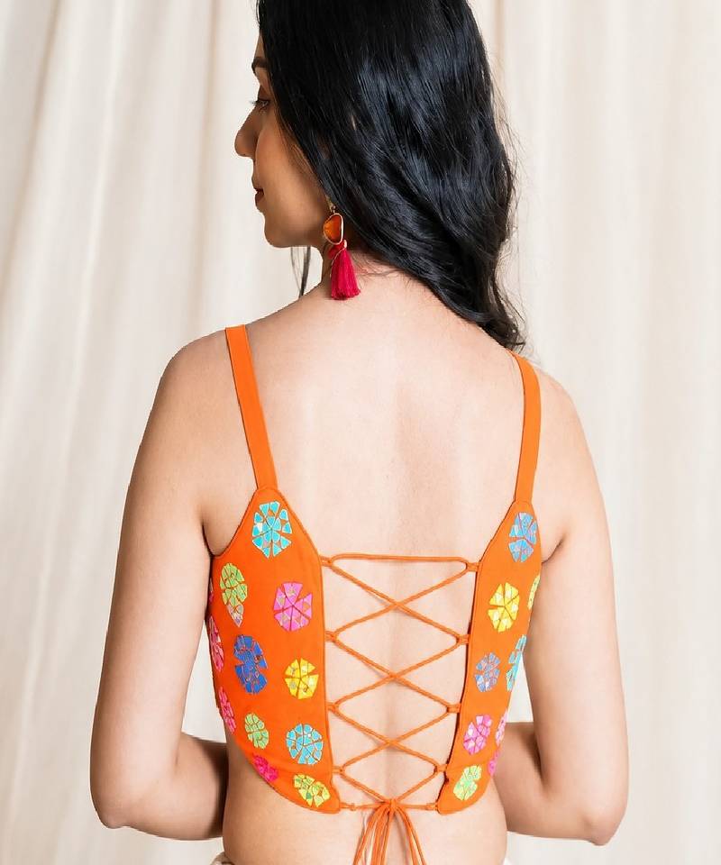 Shades Of Mirror - Random Multi Mirror Work Outfit - Orange