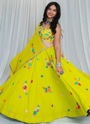 Shades Of Mirror - Random Multi Mirror Work Outfit -Lime Green 1