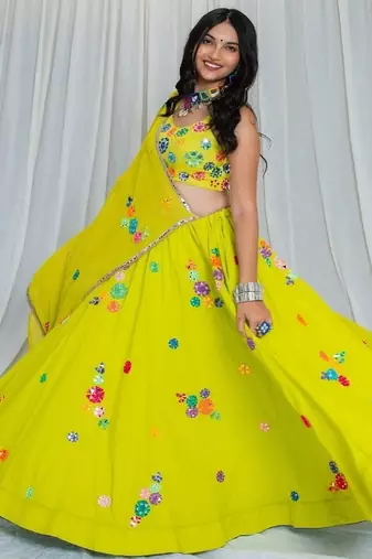 Shades Of Mirror - Random Multi Mirror Work Outfit -Lime Green