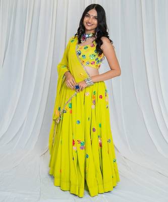 Shades Of Mirror - Random Multi Mirror Work Outfit -Lime Green 2