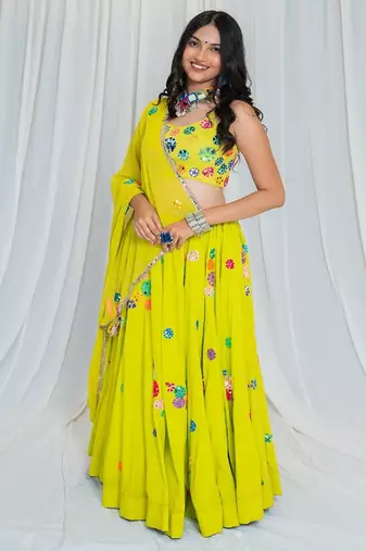 Shades Of Mirror - Random Multi Mirror Work Outfit -Lime Green