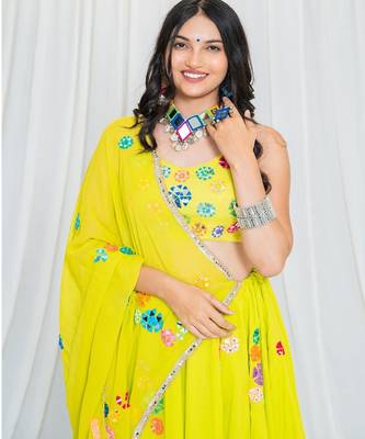 Shades Of Mirror - Random Multi Mirror Work Outfit -Lime Green 3