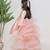 Peach embroidered satin net dress