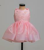 Peach embroidered satin organza frock