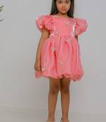 Peach embroidered jimmychoo organza frock