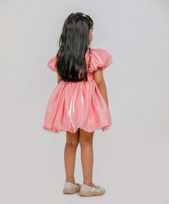 Peach embroidered jimmychoo organza frock 3