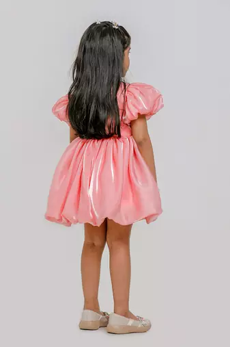 Peach embroidered jimmychoo organza frock