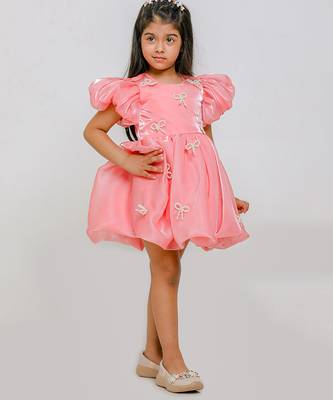 Peach embroidered jimmychoo organza frock 5