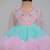 Pink blue embroidered net dress