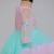 Pink blue embroidered net dress