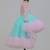 Pink blue embroidered net dress