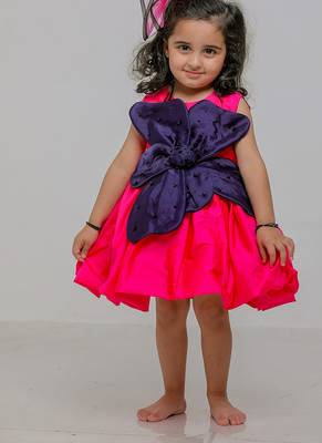 Blue pink embroidered silk dress 1